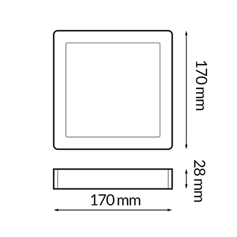 Spot LED CCT 12W cu dimensiuni 170x170x28mm

