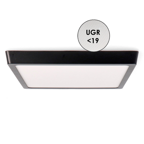 Spot LED pătrat aplicat negru 25W cu intensitate reglabilă

