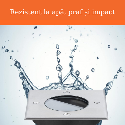 Spot patrat reistent la apa, impact si praf, soclu GU10, pentru alei sau trotuare, led-box.ro