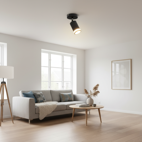 spot metalic negru iluminat accent, max 9w