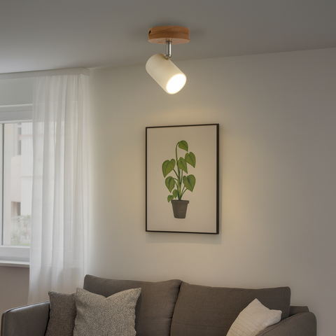 Spot tavan cu design scandinav metal și lemn