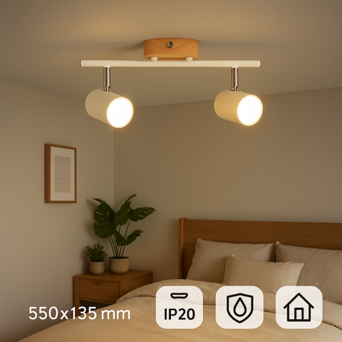 Aplica de perete WOOD 2 focuri GU10