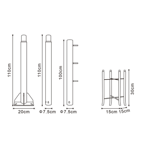 stalp metalic pentru terasa cu parasolar
