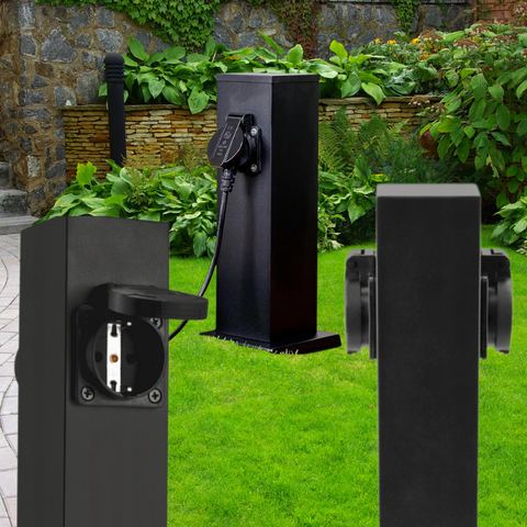 Stâlp cu priză de exterior IP44, 2 prize 230V, 30cm