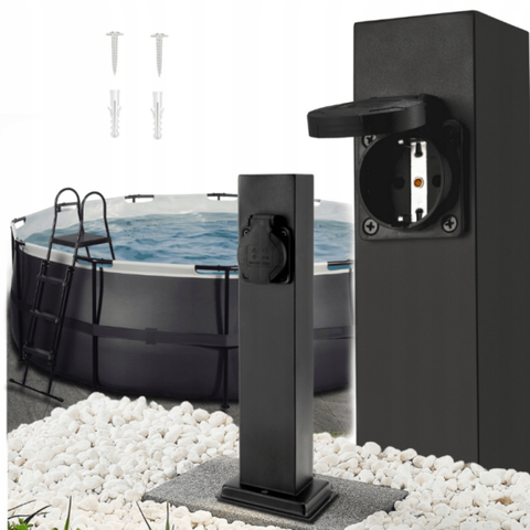 Outdoor power post 230V black, 30 cm