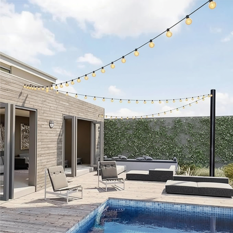 suport pentru ghirlande si lampi terasa