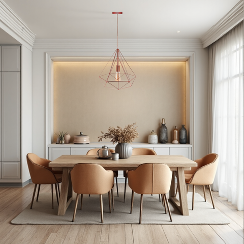 pendul dining montat deasupra mesei