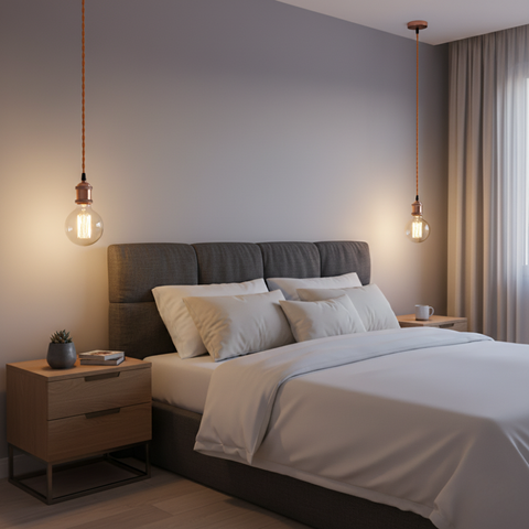 Suport tavan metalic NICE crom negru pentru dormitor modern
