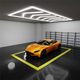Tavan LED hexagonal 384W iluminând uniform un showroom