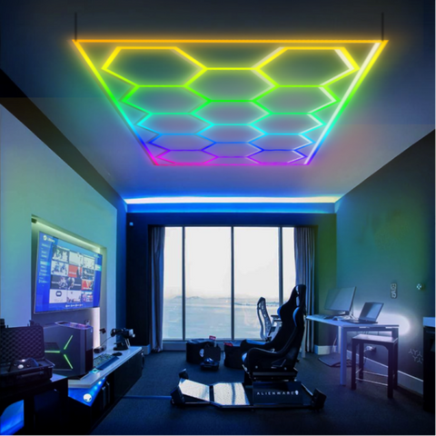 Panou LED HoneyComb 580 W cu telecomandă și accesorii de montaj incluse