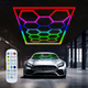 Tavan LED HoneyComb RGB 580 W instalat în showroom auto cu telecomanda