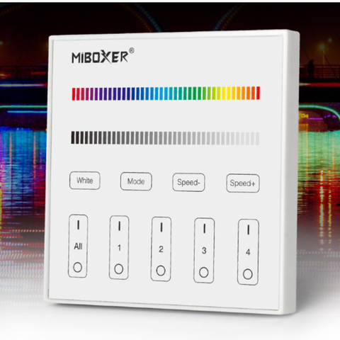 controller led, panou tactil perete, telecomanda perete, telecomanda RGBW, dmx512, master X4, MiLight, MiBoxer, telecomanda MiBoxer 4 zone,led-box.ro