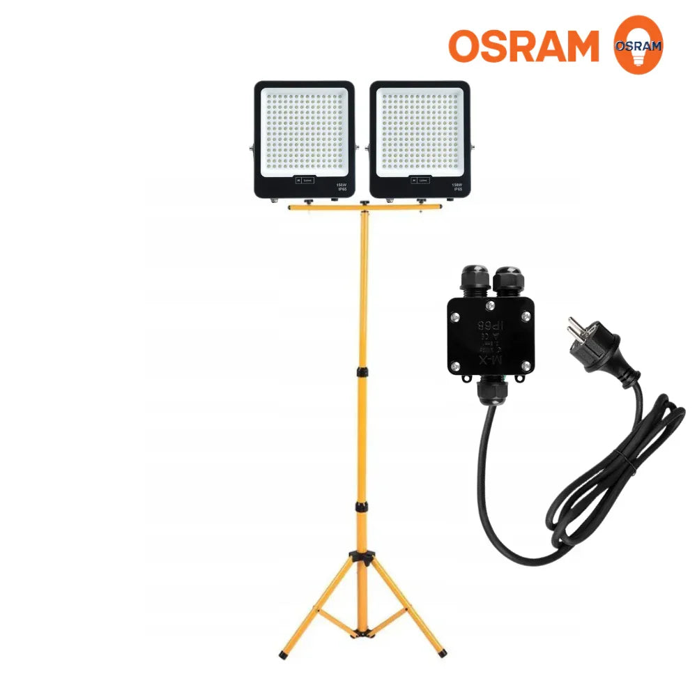 Trepied dublu cu 2 reflectoare LED 2x 200W, cablu cu stecher si mufa ...