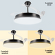 ventilator de tavan cu lustra led cct, dimabil, culoare negru, led-box.ro