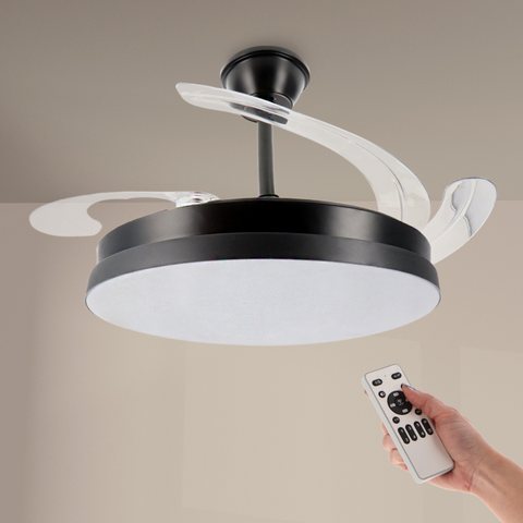 ventilator cu lustra led CCT, timer, lumina ajustabila, pentru spatii mari, led-box.ro