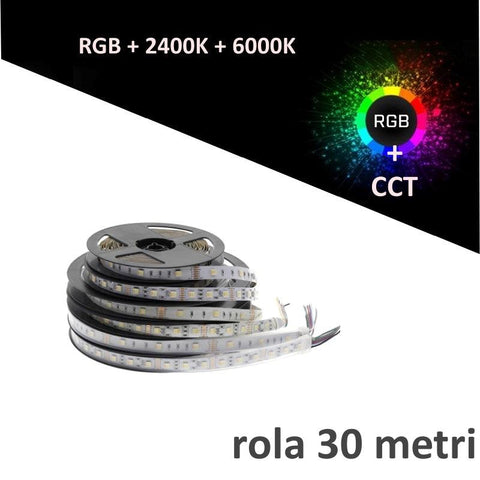 Banda LED RGB+CCT 24V 600W 1405lm, 60 LED/m IP20, 30m-led-box.ro