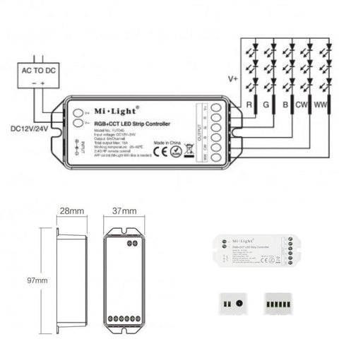 Controler Banda LED RGB+CCT 2.4Ghz FUT045, Mi-Light - led-box.ro