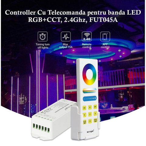 controler cu telecomanda MiLight, controler rgbcct, controler FUT045A, controller banda LED, telecomanda banda LED multicolora, MiBoxer, controller wifi, led-box.ro