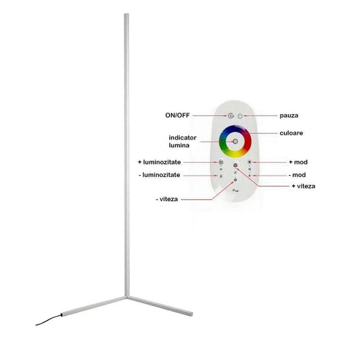 Lampa LED RGBW pentru colt, 20W 140cm, cu telecomanda, culoare alb-led-box.ro