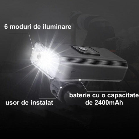 Lanterna LED pentru bicicleta Superfire GT-R3, 1400 lm 2400 mAh IP67-led-box.ro