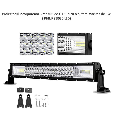 Proiector LED auto 324W 22.680lm, 54.6 cm, Combo Beam-led-box.ro