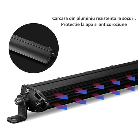 LED bar 144W, LED light bar, lumini LED bar, bare LED pentru mașini, bare luminoase LED, bara led cu doua faze, bara led 128cm,  led-box.ro