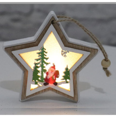 Ornament LED din lemn pentru brad, lumina calda-led-box.ro