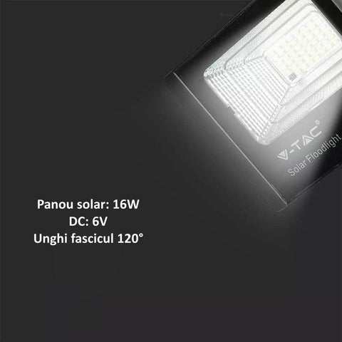 Proiector cu panou solar 16W IP65, telecomanda cu functie auto si temporizator, 6000K - led-box.ro
