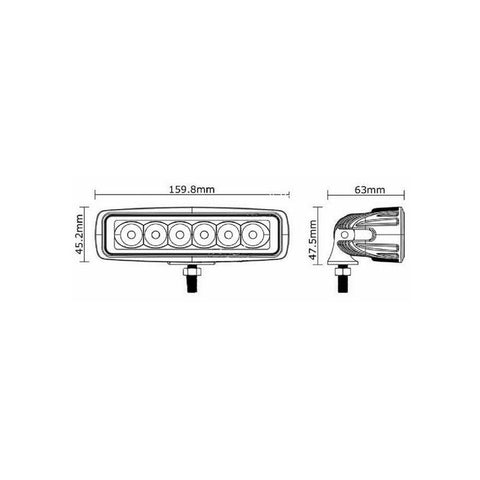 Proiector LED Auto Offroad 18w/12-24V, L16 cm, Spot Beam 25°-led-box.ro