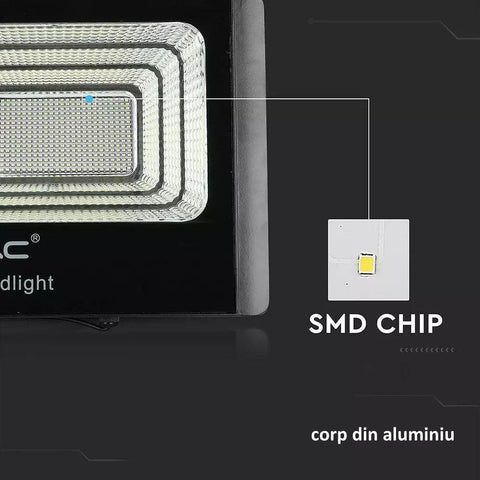 Proiector LED cu panou solar 50W 4000K IP65, cu telecomanda - led-box.ro