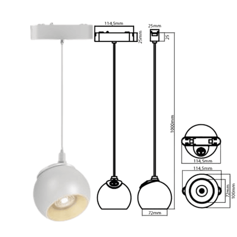 proiector sina magnetica 10W, pendul lustra magnetica, pendul magnetic, proiectoare sina magnetica 48V, proiector led magnetic, spoturi magnetice, led-box.ro