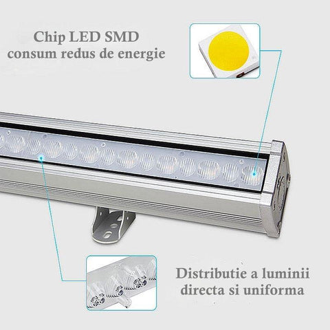 Proiector liniar Mi-Light RL2-48, 48W RGB+CCT, carcasa din aluminiu, IP65 - led-box.ro