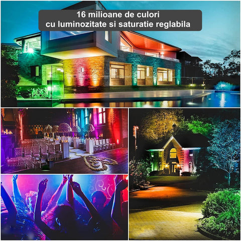 Proiector LED RGB Novostella, proiector cu control vocal, proiector control Alexa, proiector rgb smart exterior Proiector Smart LED RGB, proiecor controlabil prin WiFi și asistență vocală, proiector smart wifi