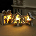 Set 3 Ornamente LED din lemn pentru brad, lumina calda - led-box.ro