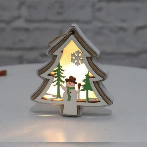Set 3 Ornamente LED din lemn pentru brad, lumina calda - led-box.ro