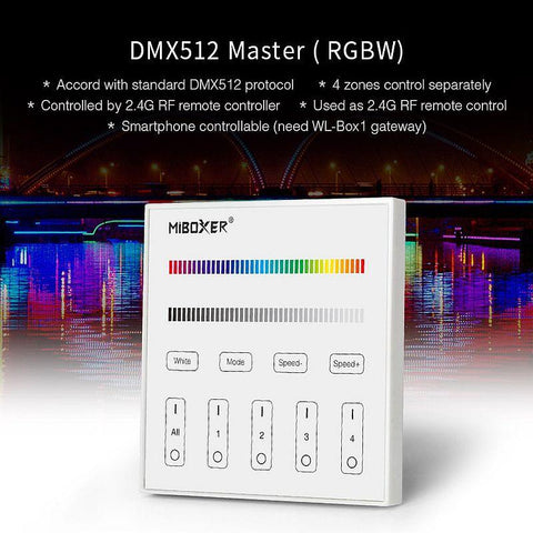 Dimmer LED tactil DMX512 Master X4, 4 zone, RGBW, Mi-Light - led-box.ro