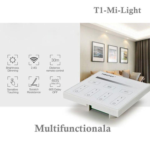 Telecomanda Panou inteligent T1, 4 Zone, Monocolor, Mi-Light - led-box.ro